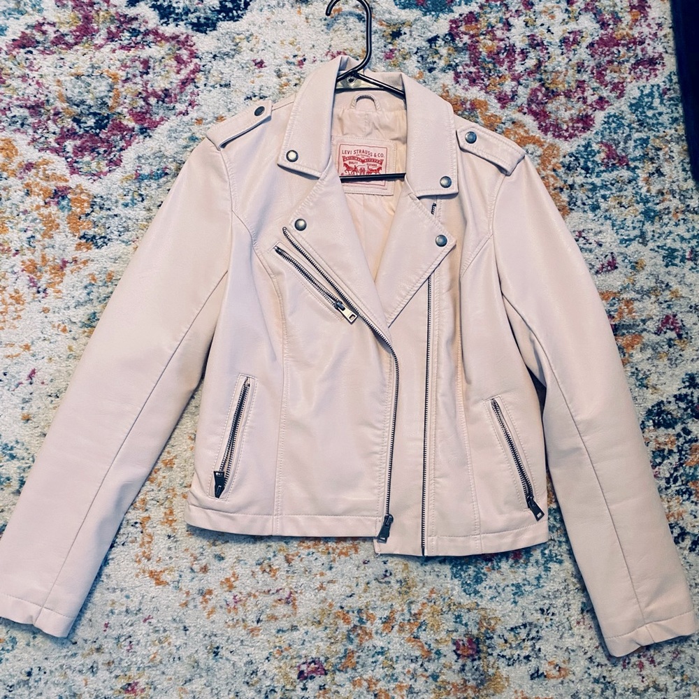 Levi Strauss light pink moto jacket.